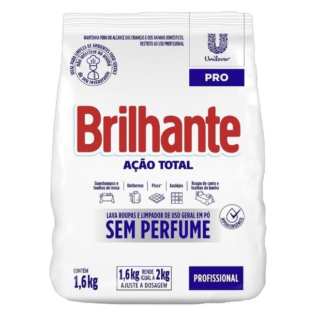 Unilever Brilhante em Pó sem Perfume 1.6kg